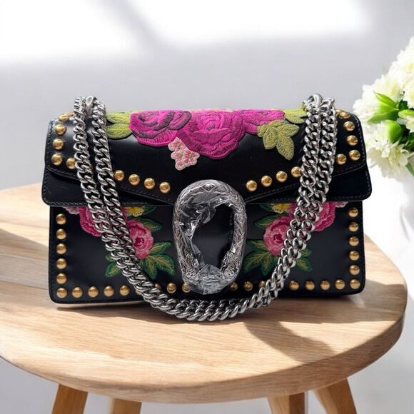 Gucci Small Embroidered Dionysus Studded Shoulder Bag - Picture 1 of 15